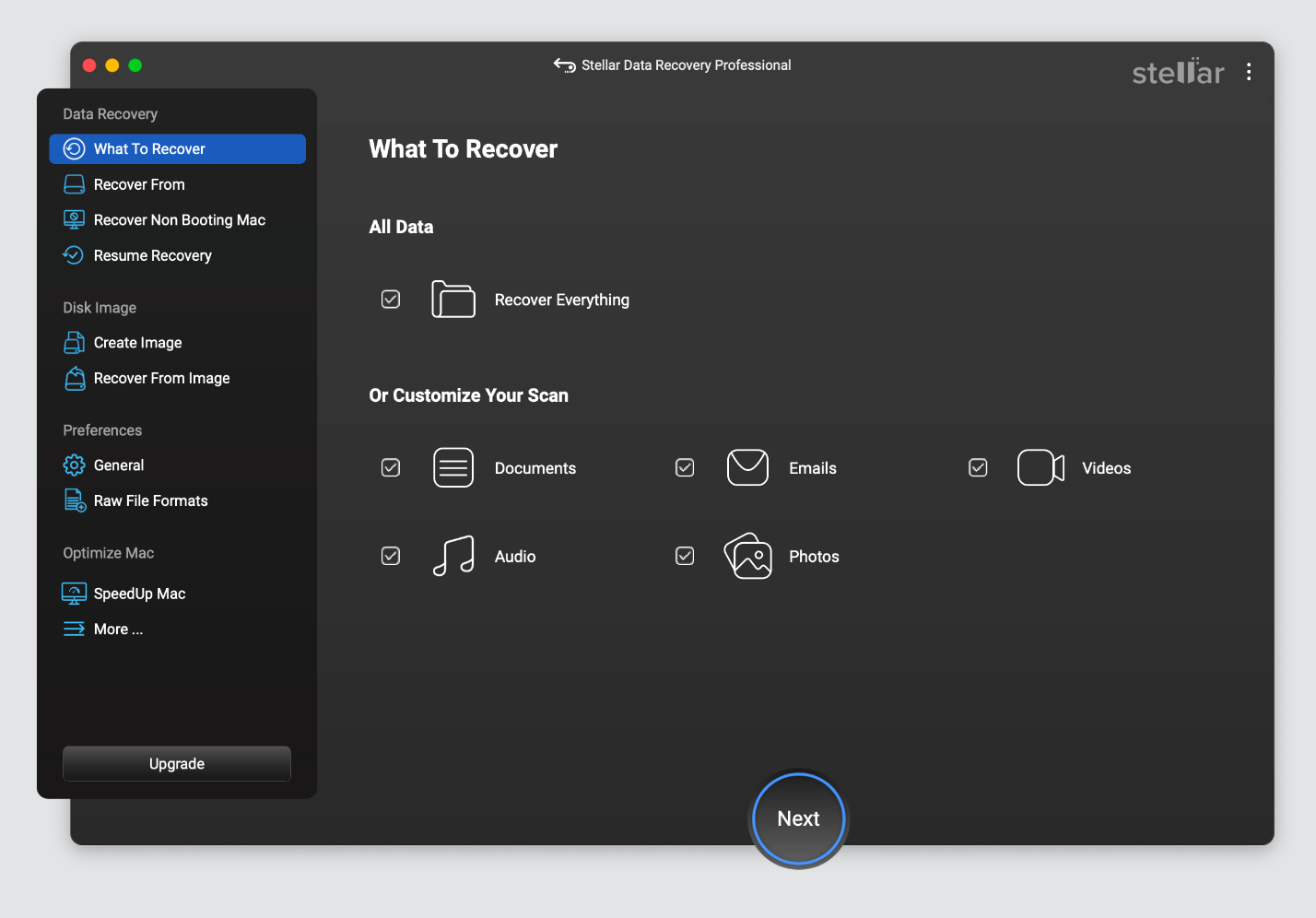 choose the file type you want to recover